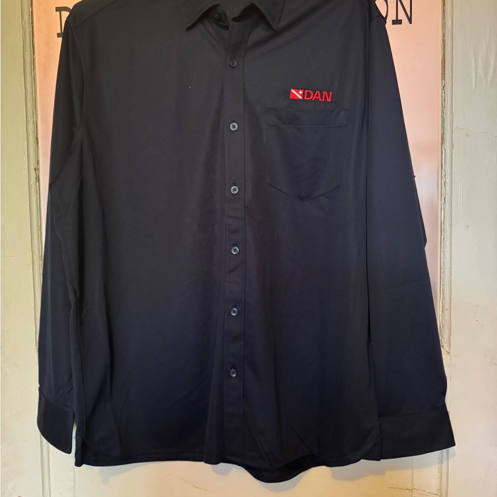 Divers Alert Network Port Authority Black Long-Sleeve Dress Shirt with Red Logo